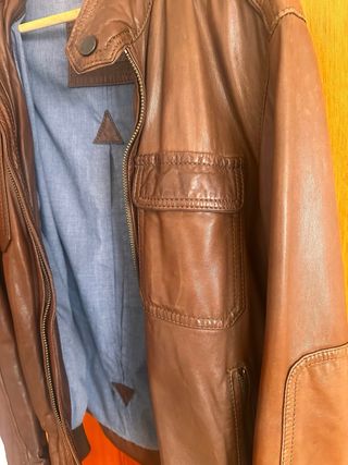 Chaqueta Cuero Bomber Massimo Dutti Hombre