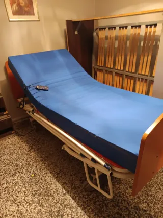 Cama articulada y colchón antiescaras