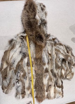 Abrigo capucha pelo natural conejo y zorro