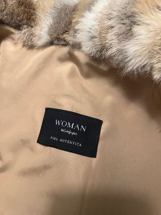 Abrigo capucha pelo natural conejo y zorro