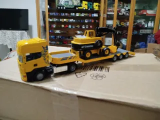 Camion  con e gondola ed escavatore