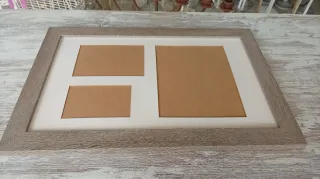 Marco fotos decapé beige 3 huecos