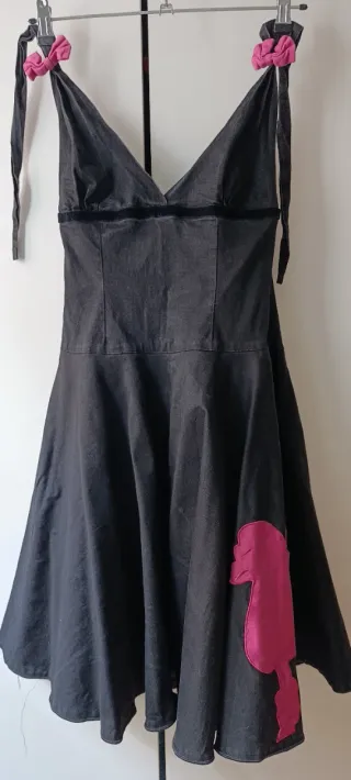 Vestido Pin Up Perrito Fucsia Rockabilly