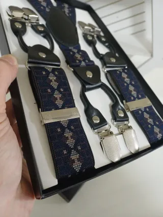 Bretelle uomo fantasia blu beige marrone