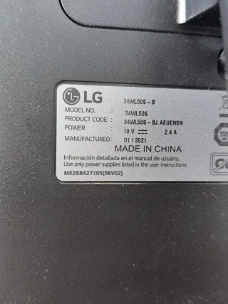 Monitor LG UltraWide 34" (Modelo 34WP50S)