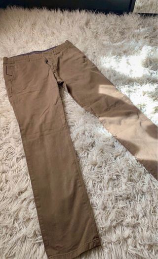 Pantalón marrón largo Massimo Dutti de hombre