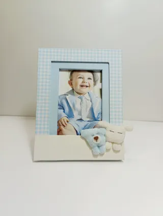 Portafotos bebé cuadro azul