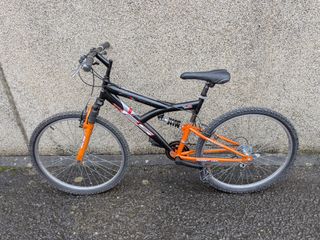 Bicicleta Montaña Doble Suspensión Negra/Naranja