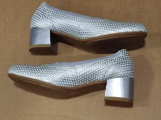 Zapatos Pitillos Mujer Beige/Plata
