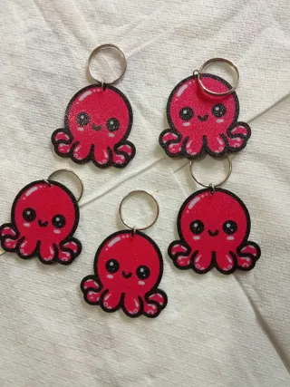 Llaveros Pulpo Rojo Brillante (Pack 5)