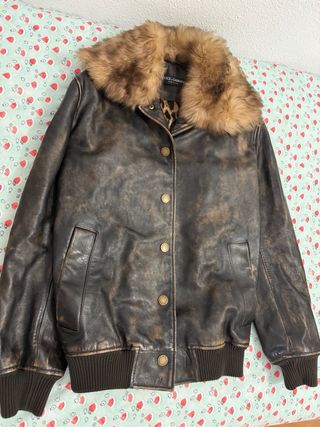 Chaqueta Bomber Piel Marrón Dolce&Gabbana