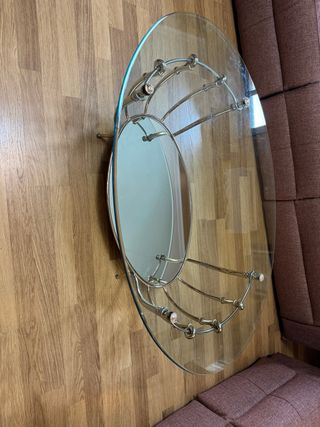 Mesa centro cristal y metal