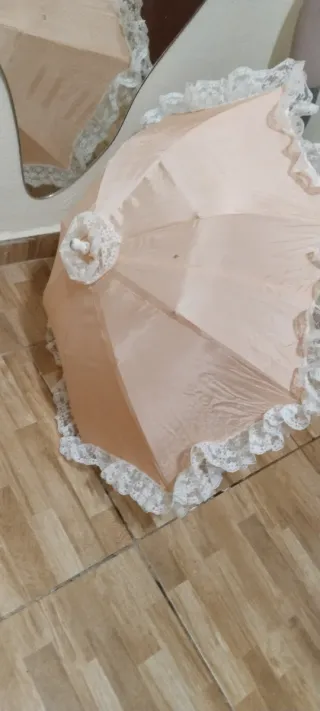 Parasol Victoriano Rosa y Blanco