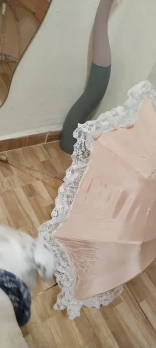 Parasol Victoriano Rosa y Blanco