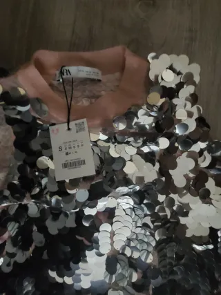 Vestido Zara lentejuelas tul Talla S