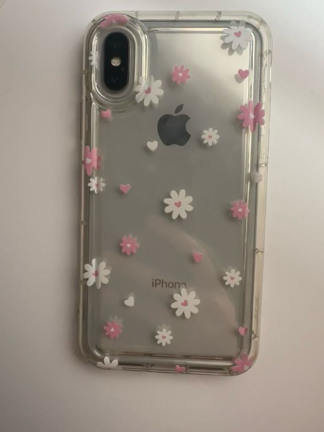 Funda iPhone X Transparente Flores Rosas