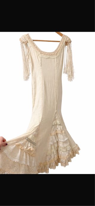 Vestido Aurora Gaviño Lino Flecos