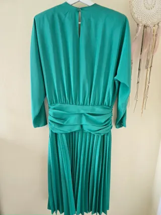 Vestido fiesta verde agua drapeado