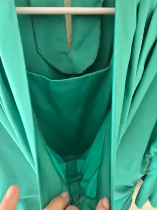 Vestido fiesta verde agua drapeado