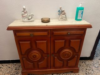 Mesa recibidor madera y mármol