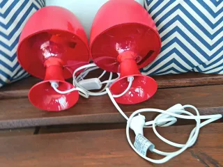 Coppia Lampade Fungo Rosse Vintage