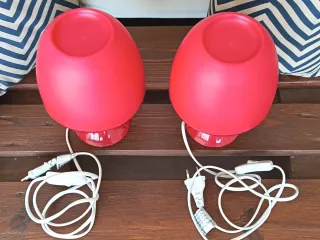 Coppia Lampade Fungo Rosse Vintage