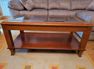 Mesa de centro elevable madera y cristal