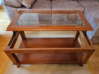 Mesa de centro elevable madera y cristal