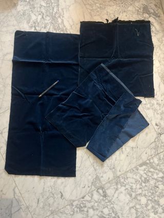 Lote telas vintage azul marino