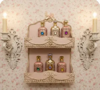 Estantería Shabby Chic Rosa y Dorada