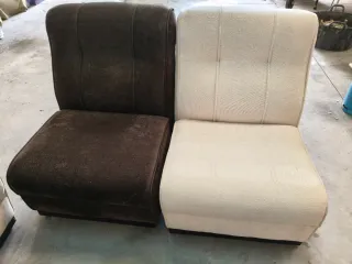 Conjunto 4 sofás modulares tela beige y marrón