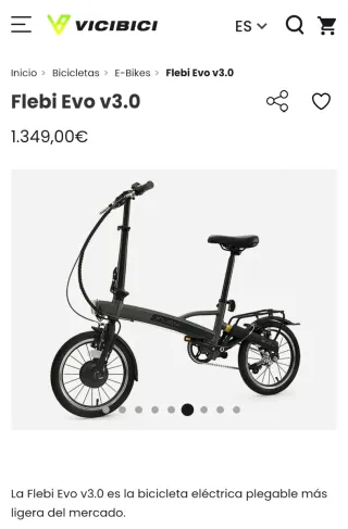 Bicicleta Eléctrica Plegable Flebi Evo. Peso 12kg