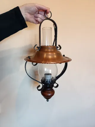 Lámpara colgante cobre y cristal