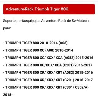 Soporte maleta Triumph Tiger 800