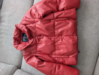 Chaqueta invierno roja efecto piel Talla S