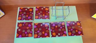 Posavasos de cerámica con flores
