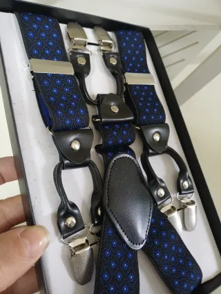 Bretelle uomo fantasia blu e nero