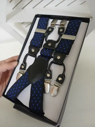 Bretelle uomo fantasia blu e nero