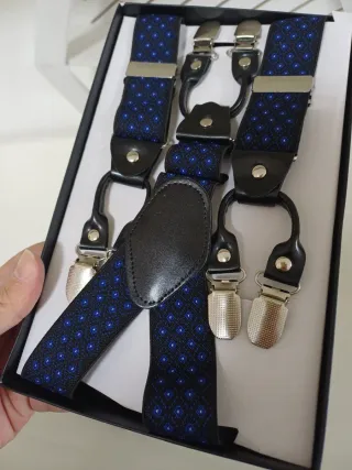 Bretelle uomo fantasia blu e nero