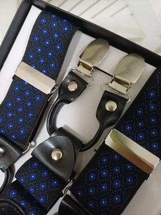 Bretelle uomo fantasia blu e nero