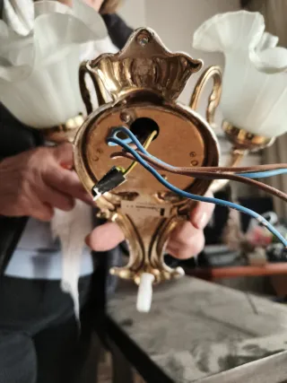 Aplique de pared antiguo dorado y blanco