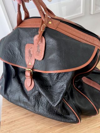 Bolso Tote Piel Marrón y Negro Polo Ralph Lauren