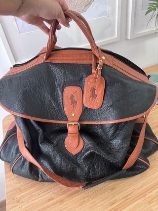 Bolso Tote Piel Marrón y Negro Polo Ralph Lauren