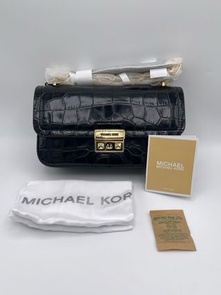 Borsa Michael Kors effetto coccodrillo nera