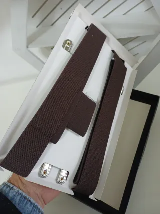 Bretelle uomo marroni con clip argento