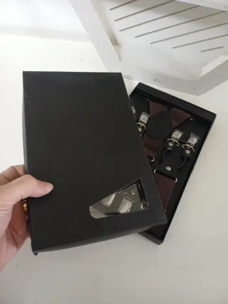 Bretelle uomo marroni con clip argento