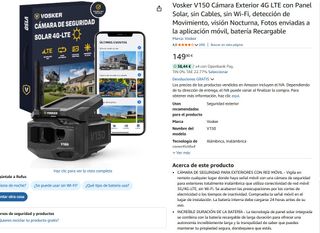 Cámara Exterior Vosker V150 4G LTE Solar