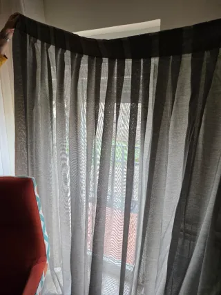 Cortinas grises transparentes de tela
