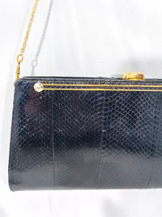 Pochette vintage anni '70 in pelle nera