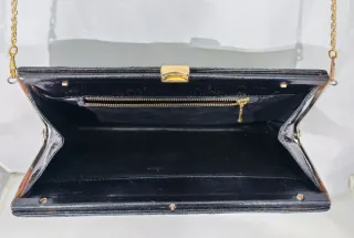 Pochette vintage anni '70 in pelle nera